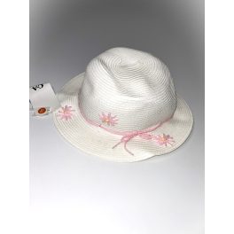 C&A fehér, virágokkal díszített szalmakalap (128/152)