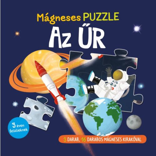 Mágneses puzzle - Az űr - 3 darab, 16 darabos mágneses kirakóval